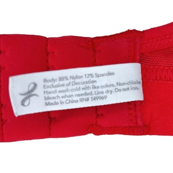 Lively | Busty Bralette * sz 1 * Palm Lace Tomato Red Comfy Wire Free Wireless - Picture 7 of 7